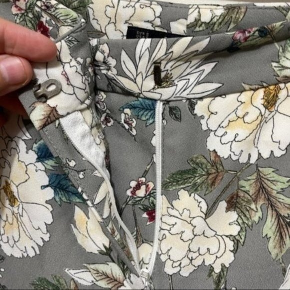 ZARA basic women’s floral grey print wide leg trousers size small - Picture 3 of 12